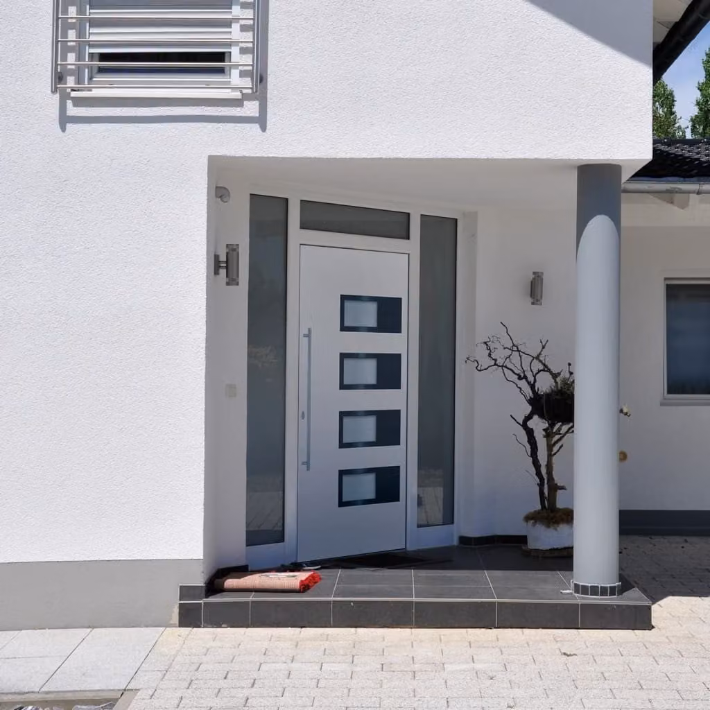 The Living Store porta d'ingresso bianca 100x210 cm in alluminio e PVC