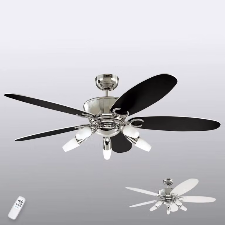 Westinghouse Ventilatore da soffitto con luce Arius, telecomando Arius, Nero, Soggiorno / Sala da pranzo, Metallo, Moderno
