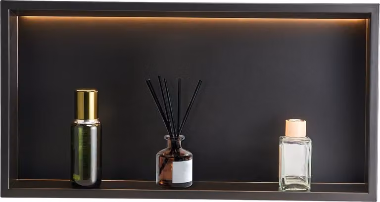 Nicchia doccia 33,0 x 63,5 x 10,2 cm Ripiano incassato con striscia LED in acciaio inossidabile