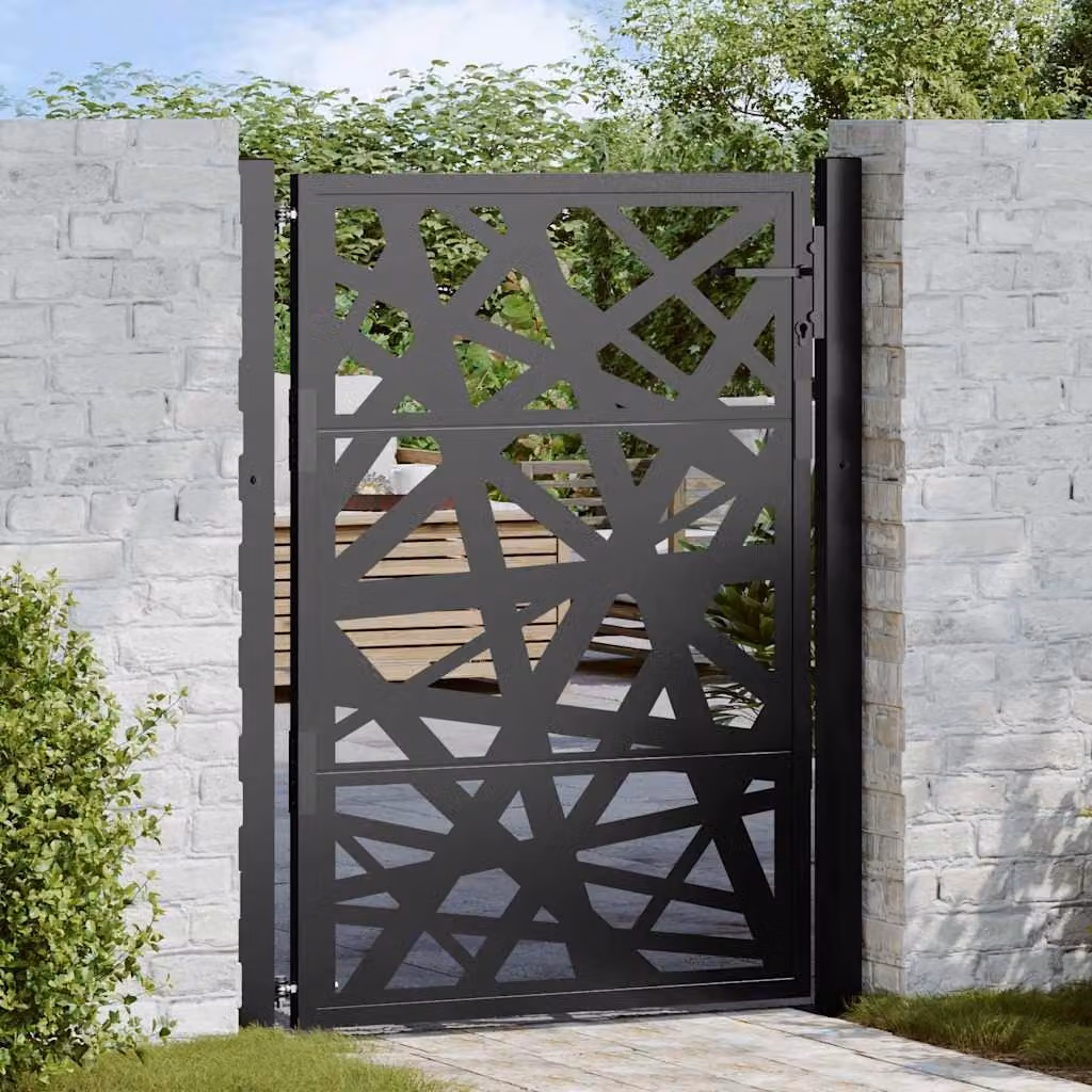Cancello da giardino singolo vidaXL in acciaio nero L: 110 cm, H: 130 cm