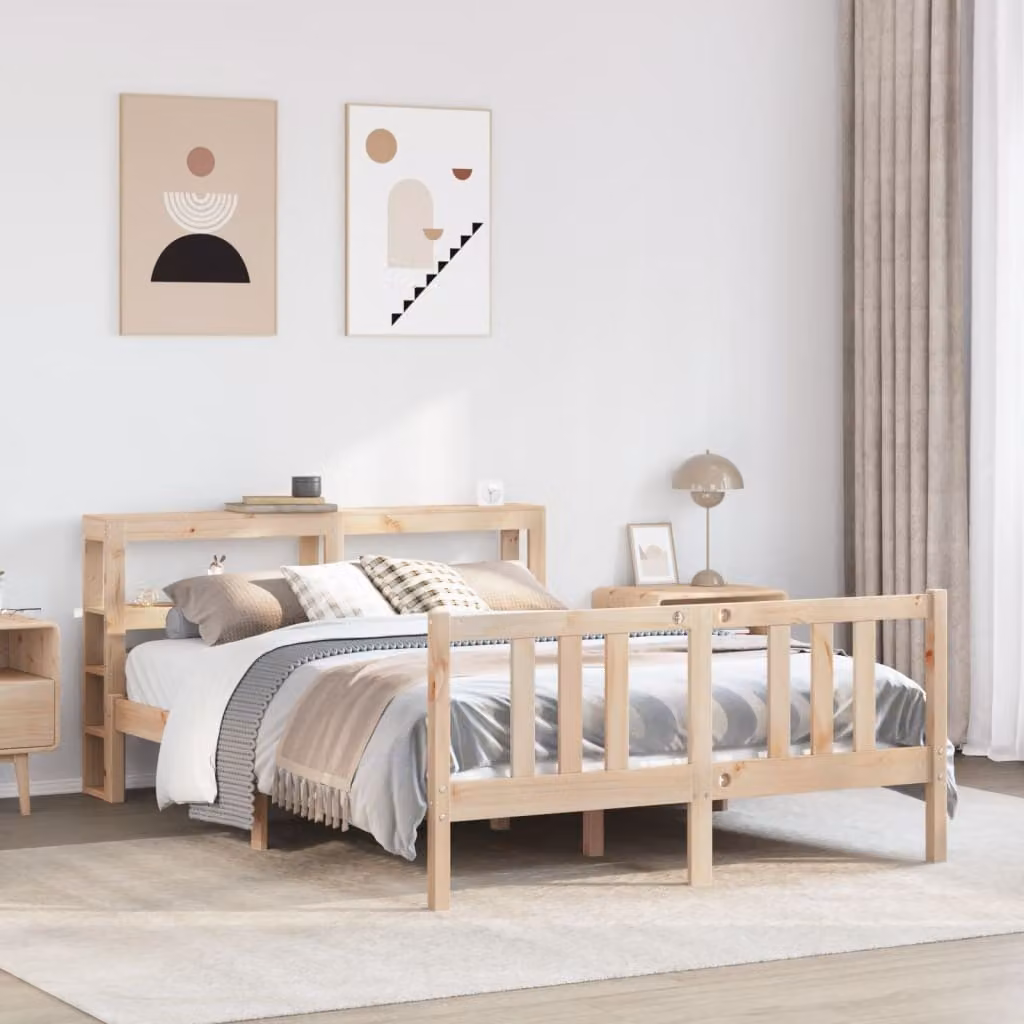 vidaXL Giroletto con Testiera in Legno Massello di Pino, Colore Marrone, L/P/H: 120 x 200 cm – 1