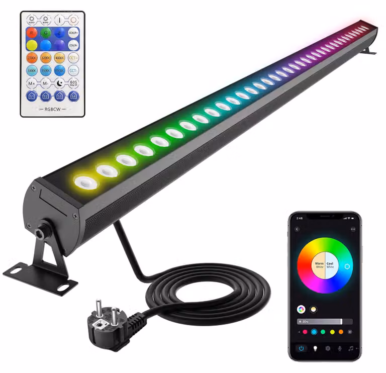 Pannello LED "wallwasher" da 180 W, RGB+CW, dimmerabile, grado di protezione IP65, controllo tramite app