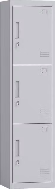 Armadio da ufficio HOMCOM in acciaio con 3 ante e serratura, Grigio Chiaro, L: 45 cm, P: 38 cm, H: 180 cm