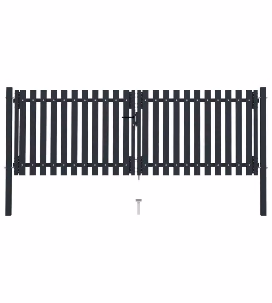 Cancello per Recinzione Doppio in Acciaio 306x125 cm Antracite