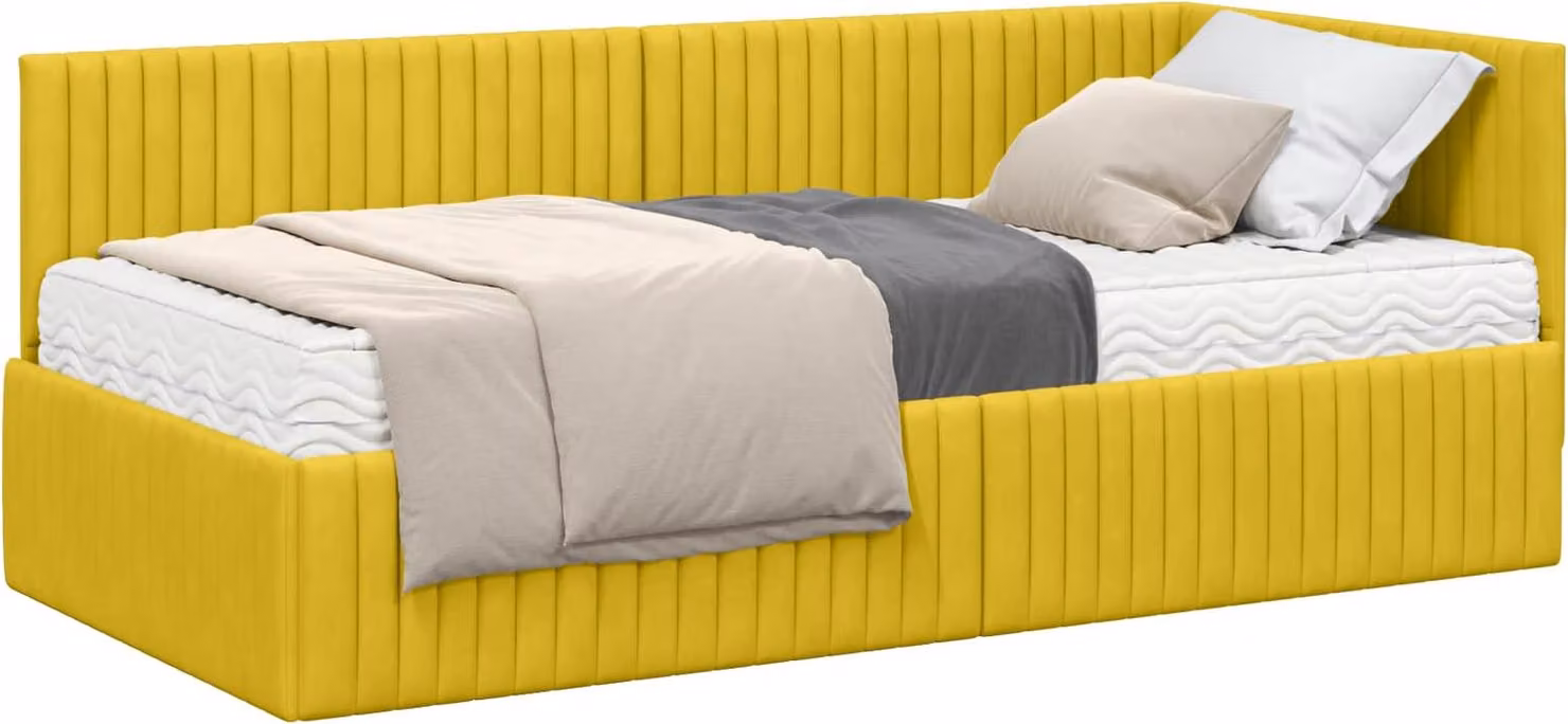 Struttura Letto Angolare con Materasso 2 pcs Giallo Velluto