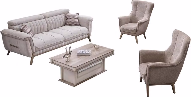 Sofagarnitur Sofa Couch Polster Set Möbel Einrichtung Wohnzimmer Tisch 4tlg.