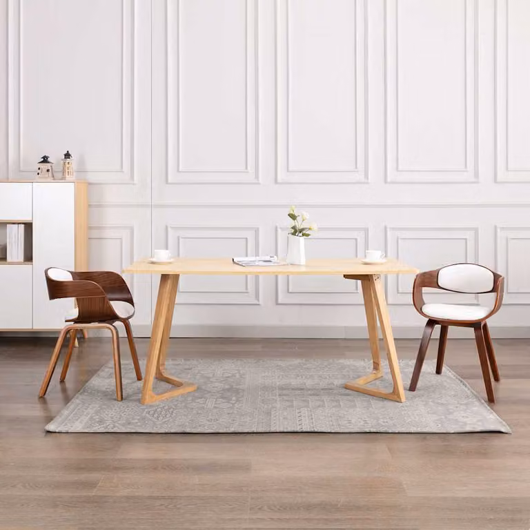 Set di 2 sedie da pranzo vidaXL in legno e similpelle bianca per cucina e sala da pranzo