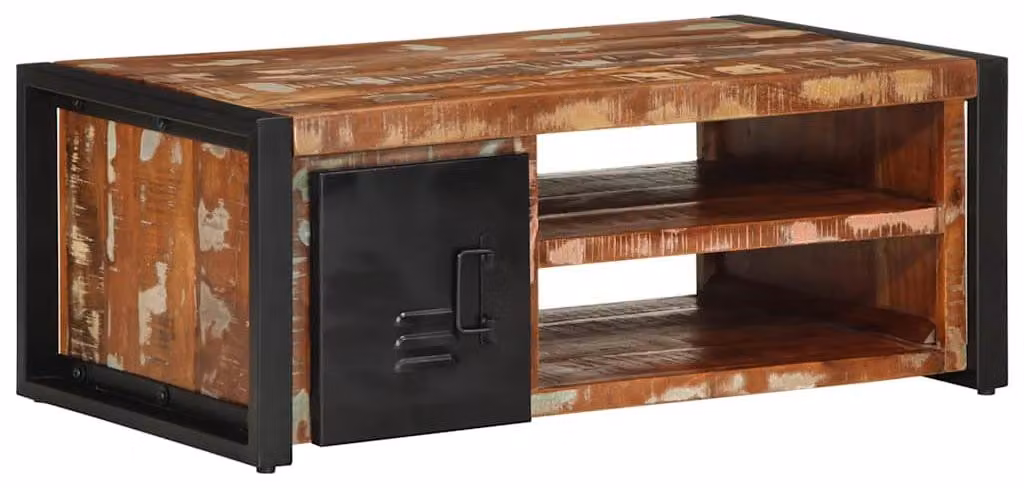 vidaXL Tavolino multicolore 90x50x36 cm Legno vecchio massiccio