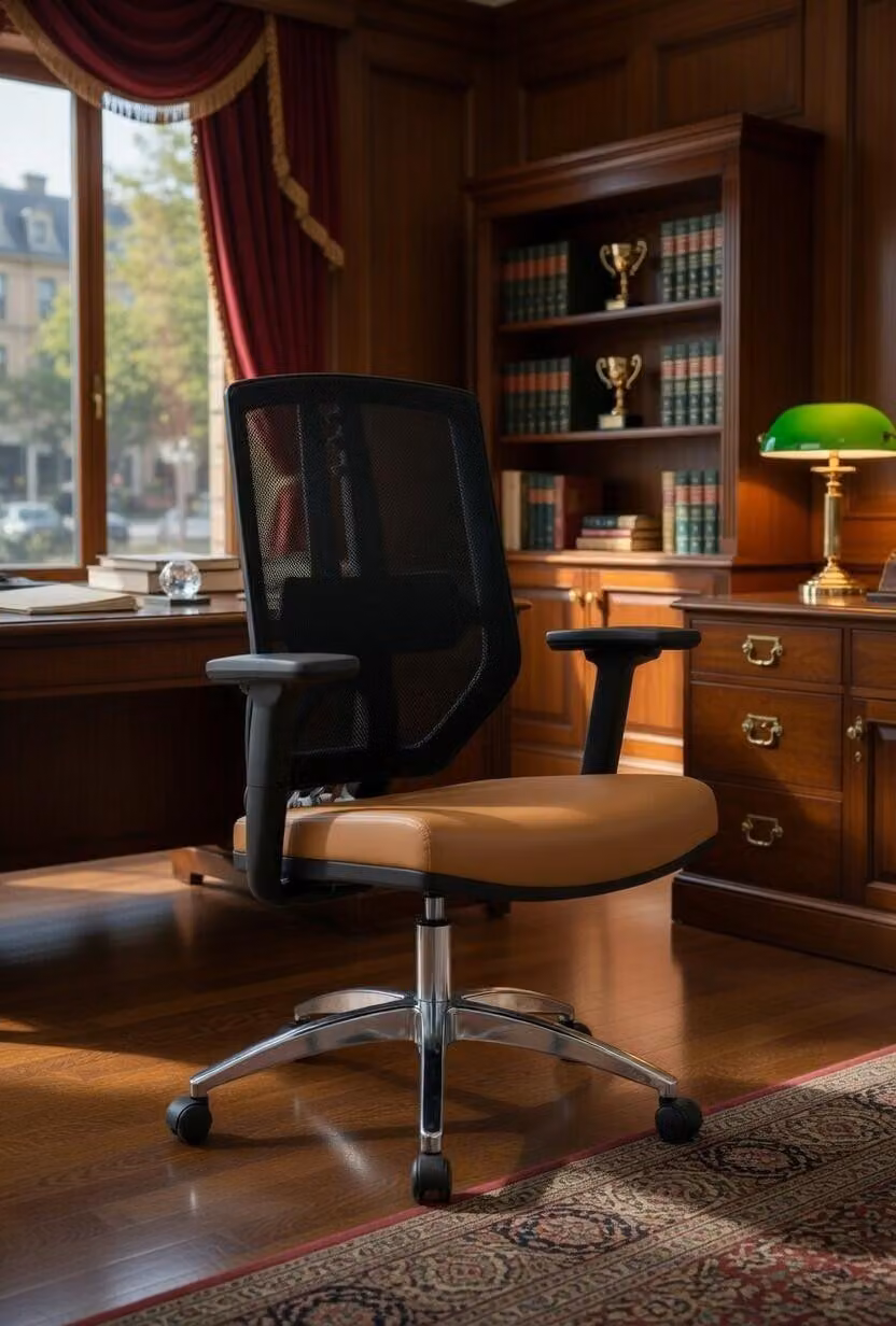 Sedia da ufficio ergonomica, con rivestimento in rete e ecopelle, confortevole