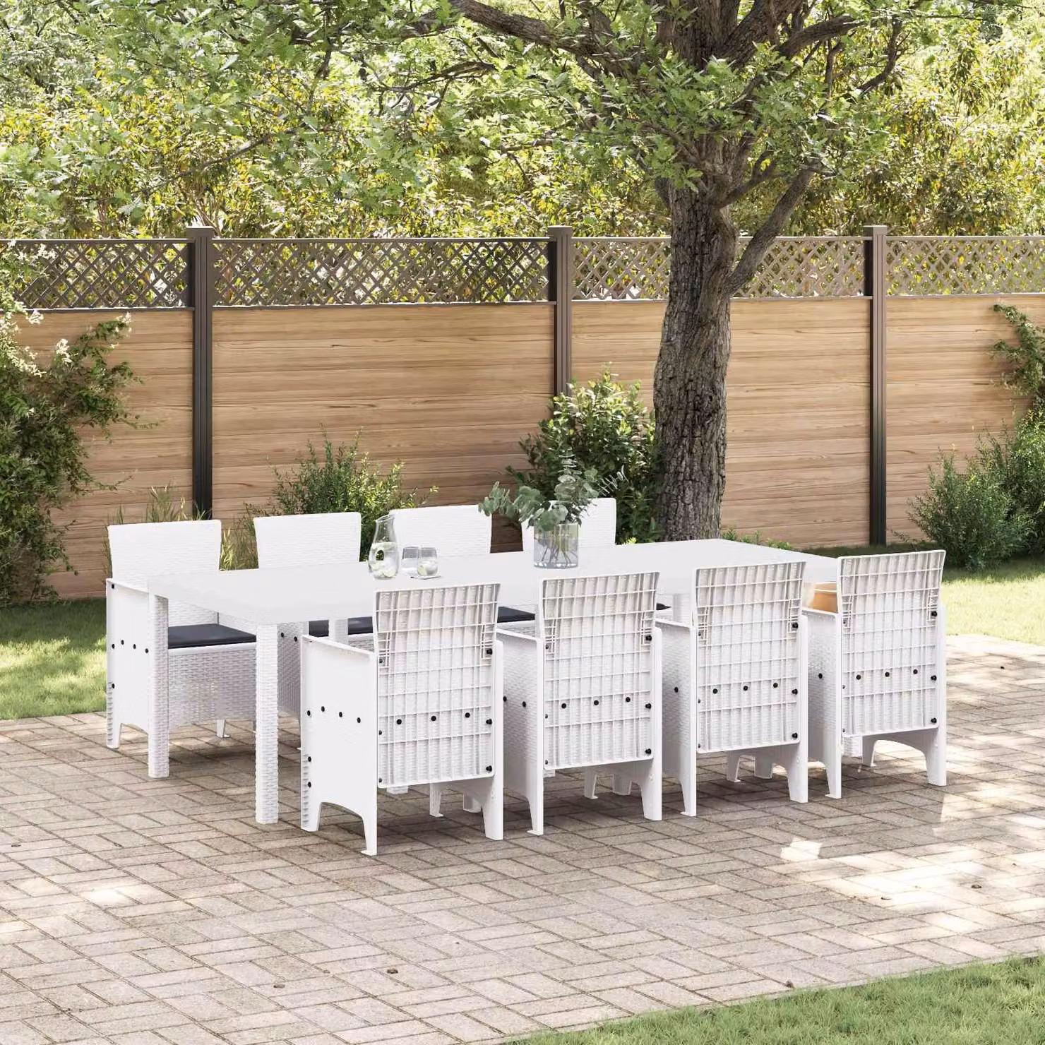 Maison Exclusive - Set da giardino per esterni, 9 pezzi, polipropilene grigio chiaro