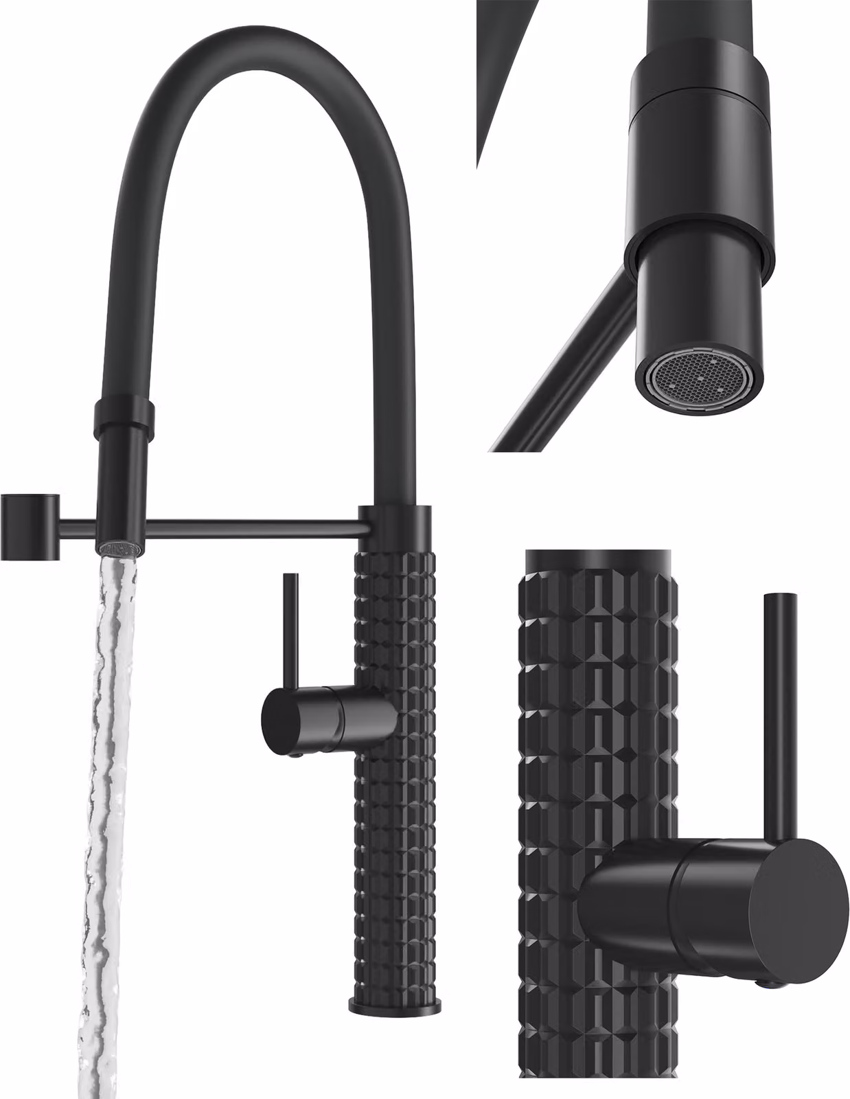 Granitan - Rubinetto da cucina - Rubinetto per lavello - Orientabile a 360° - Nero - Rubinetto da cucina - FANO