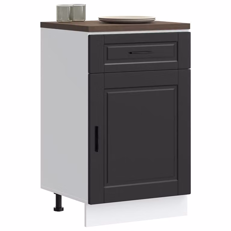 Base da cucina moderna vidaXL in legno MDF nero con ante a battente L: 46 cm, P: 50 cm, H: 81,5 cm