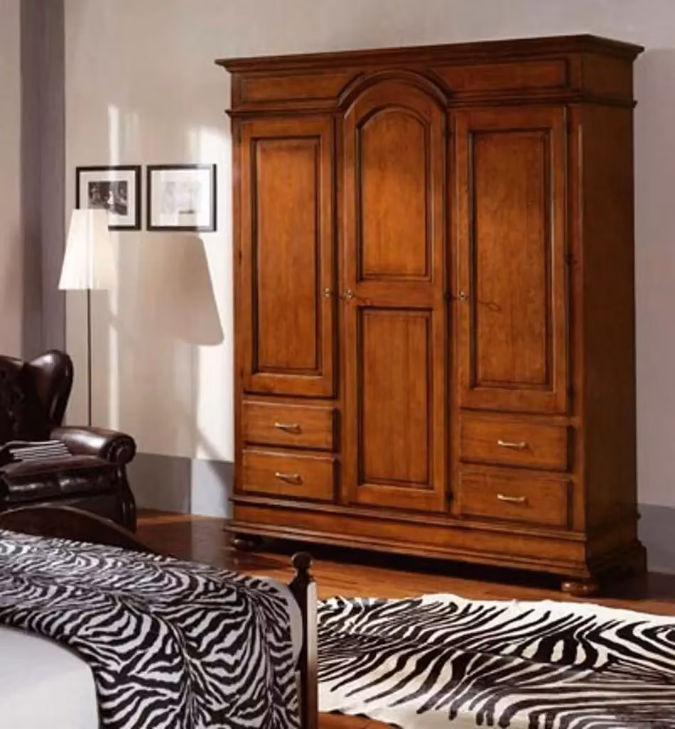Armadio in legno di colore marrone con 3 ante e 4 cassetti Mobili 2G L/P/H: 184 x 60 x 223 cm – 3