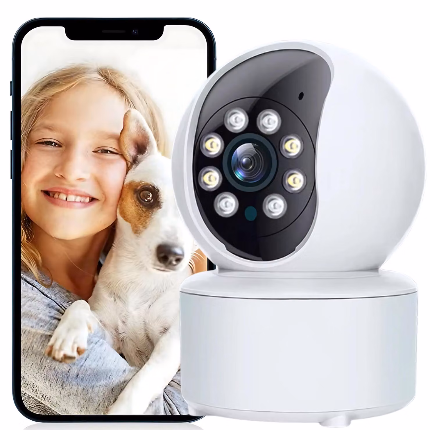 Telecamera di sicurezza wireless per interni, con rilevamento del movimento e visione notturna, telecamera IP 1080P
