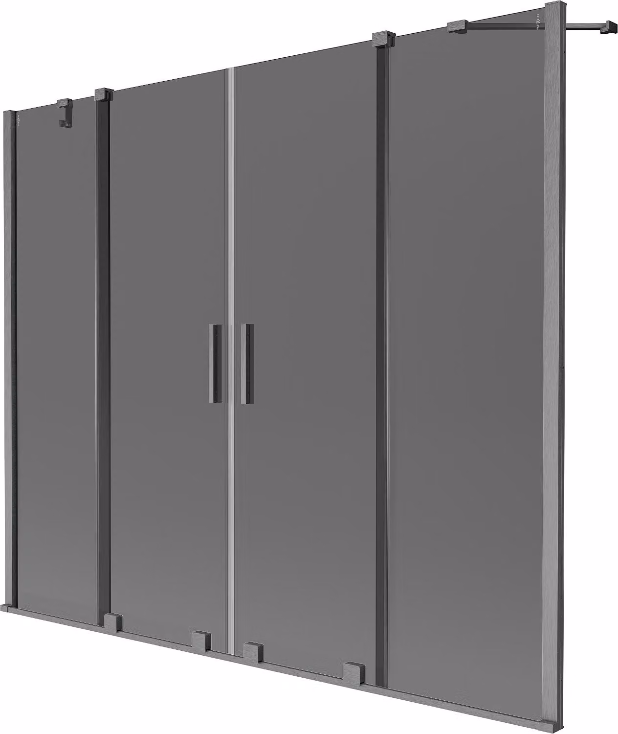 Mexen Velar Duo paravento per vasca da bagno a 2 ali scorrevoli 170 x 150 cm, grafite, grigio canna spazzolato