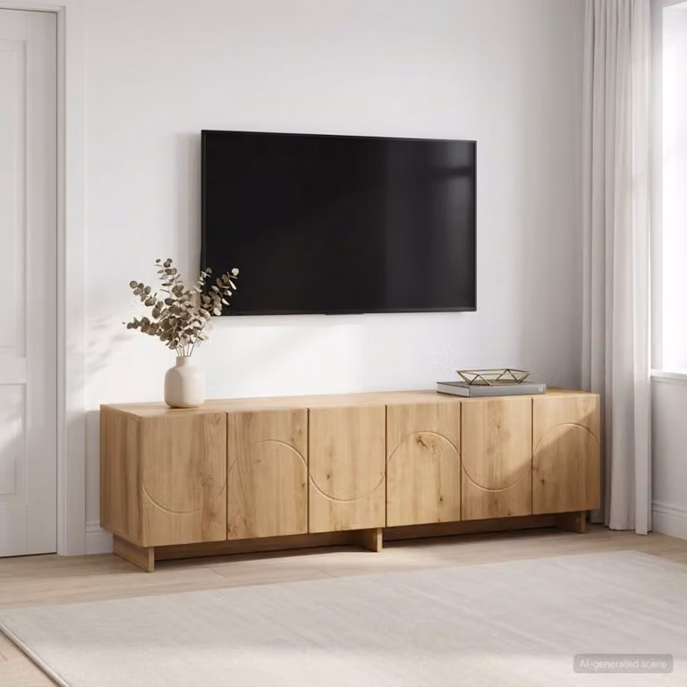vidaXL Supporto TV moderno in legno color rovere marrone L: 140 cm, P: 34.5 cm, H: 40 cm
