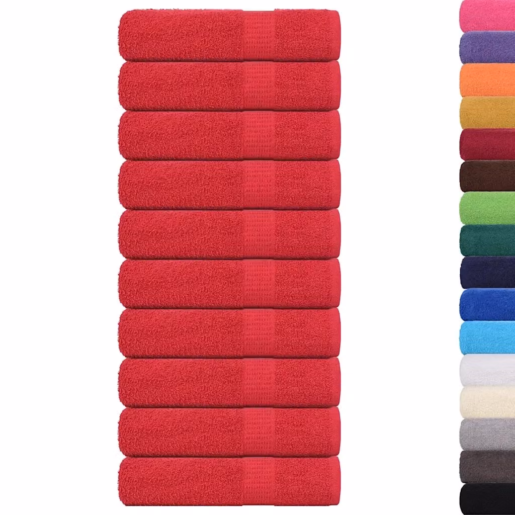 Set di 10 asciugamani da doccia FROGN in cotone spugna, colore rosso, L: 70 cm, P: 140 cm, grammatura 360 g/m2 – 2