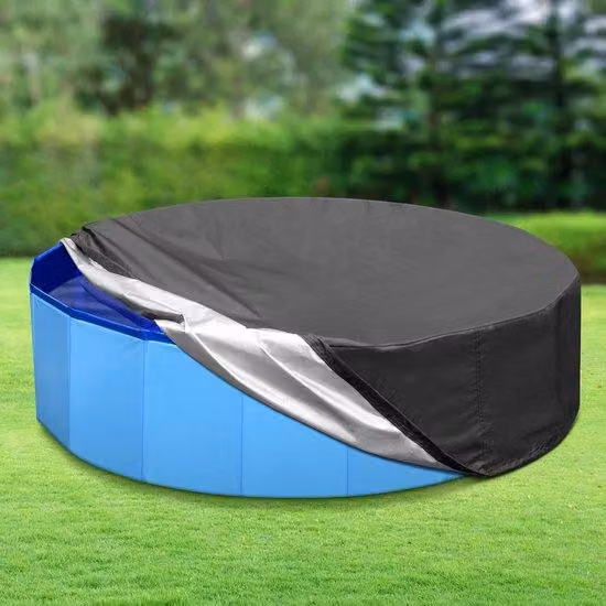 Copertura pieghevole per piscina - Tessuto Oxford 420D con sistema di cinghie - Impermeabile e antipolvere - Adatta per cani e animali domestici - Colore: nero - Dimensioni: 160x30 cm