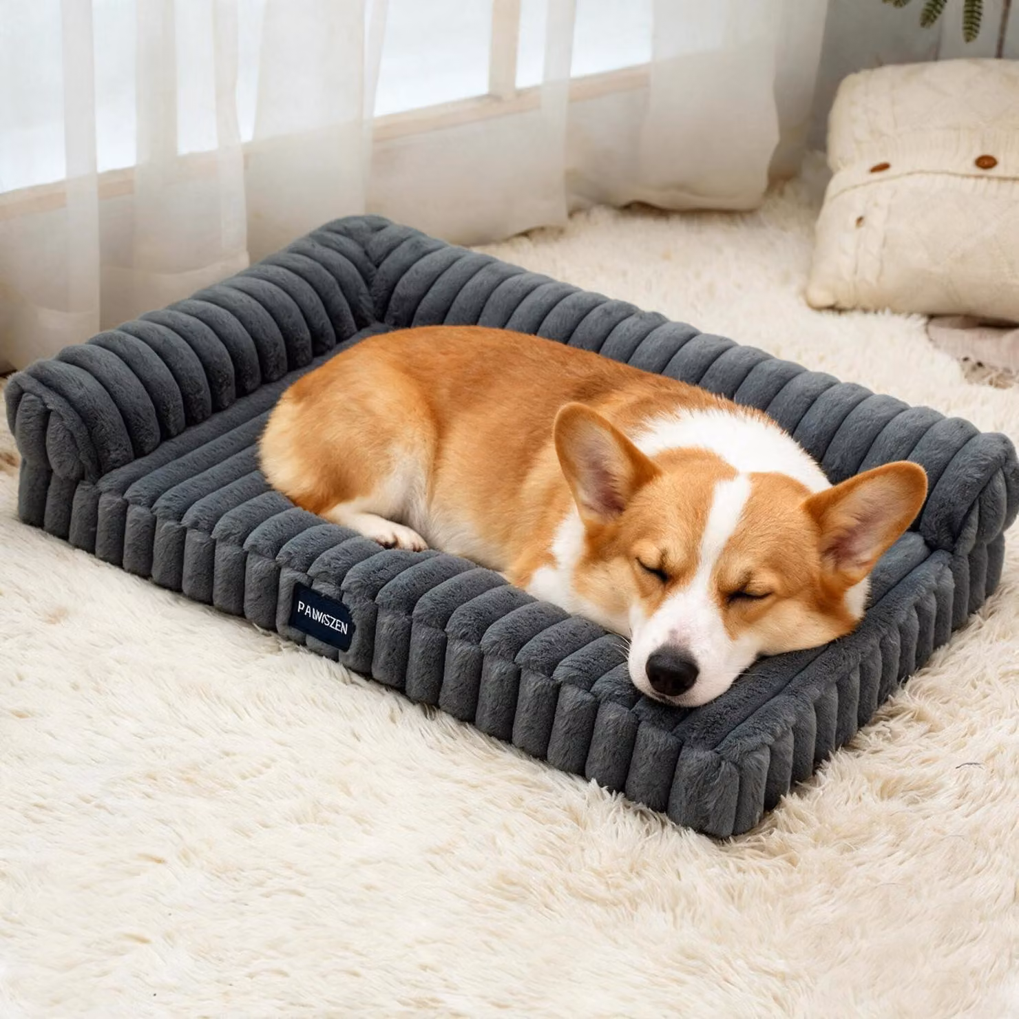 Copertura per divano per animali domestici, in peluche, lavabile, protettiva per mobili, antiscivolo, color grigio scuro, dimensioni 120x75x18 cm