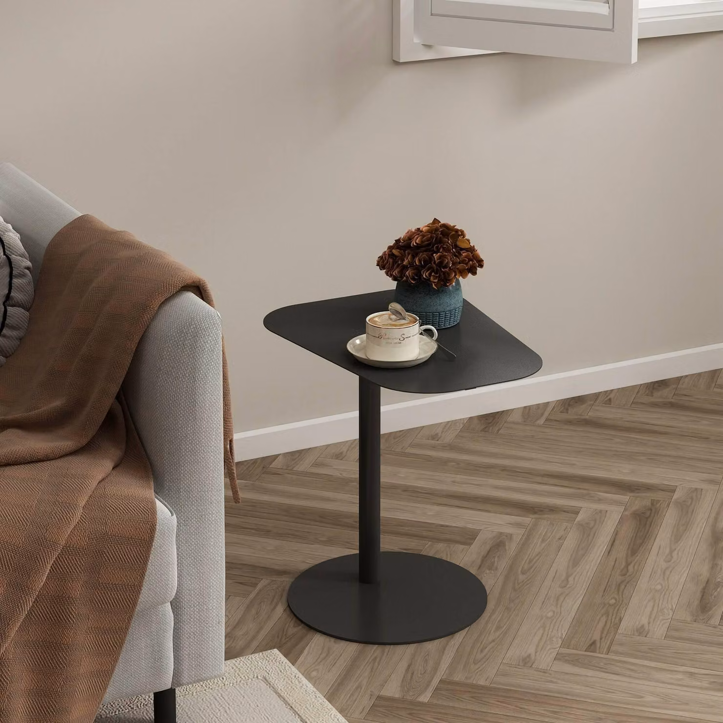 Dmora Tavolino da Salotto Niccone 38x50x50h cm Grigio Ardesia, Angoli Arrotondati Forma Fantasia