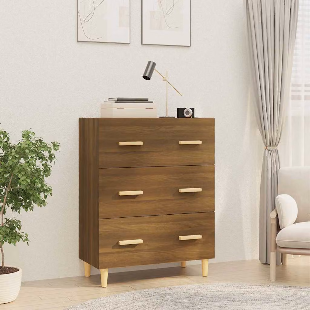 Credenza vidaXL in legno multistrato color rovere marrone, modello classico da parete, L 70 cm x P 34 cm x H 90 cm