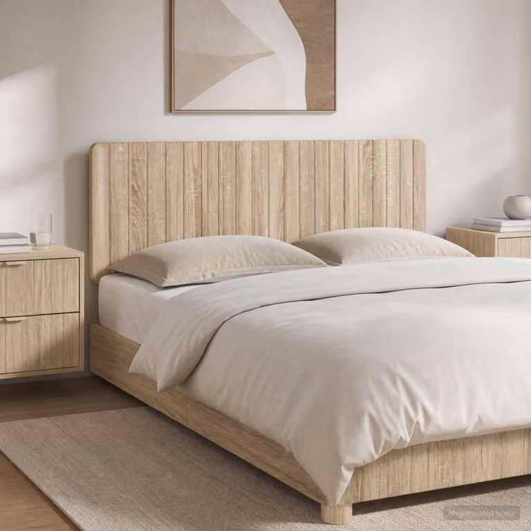 Testiera da muro vidaXL ZWOLLE in legno ingegnerizzato Rovere Sonoma con mensola integrata, marrone, L: 140 cm, H: 50 cm, P: 12,2 cm