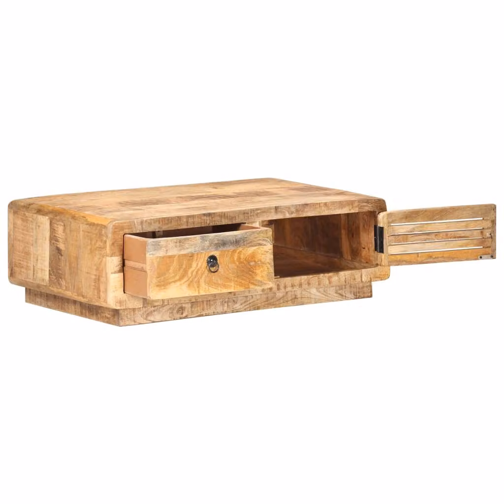 Tavolino da Salotto 90x60x29 cm in Legno di Mango Grezzo