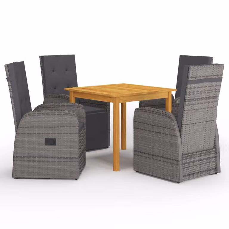 vidaXL set da pranzo da giardino 5 pezzi grigio