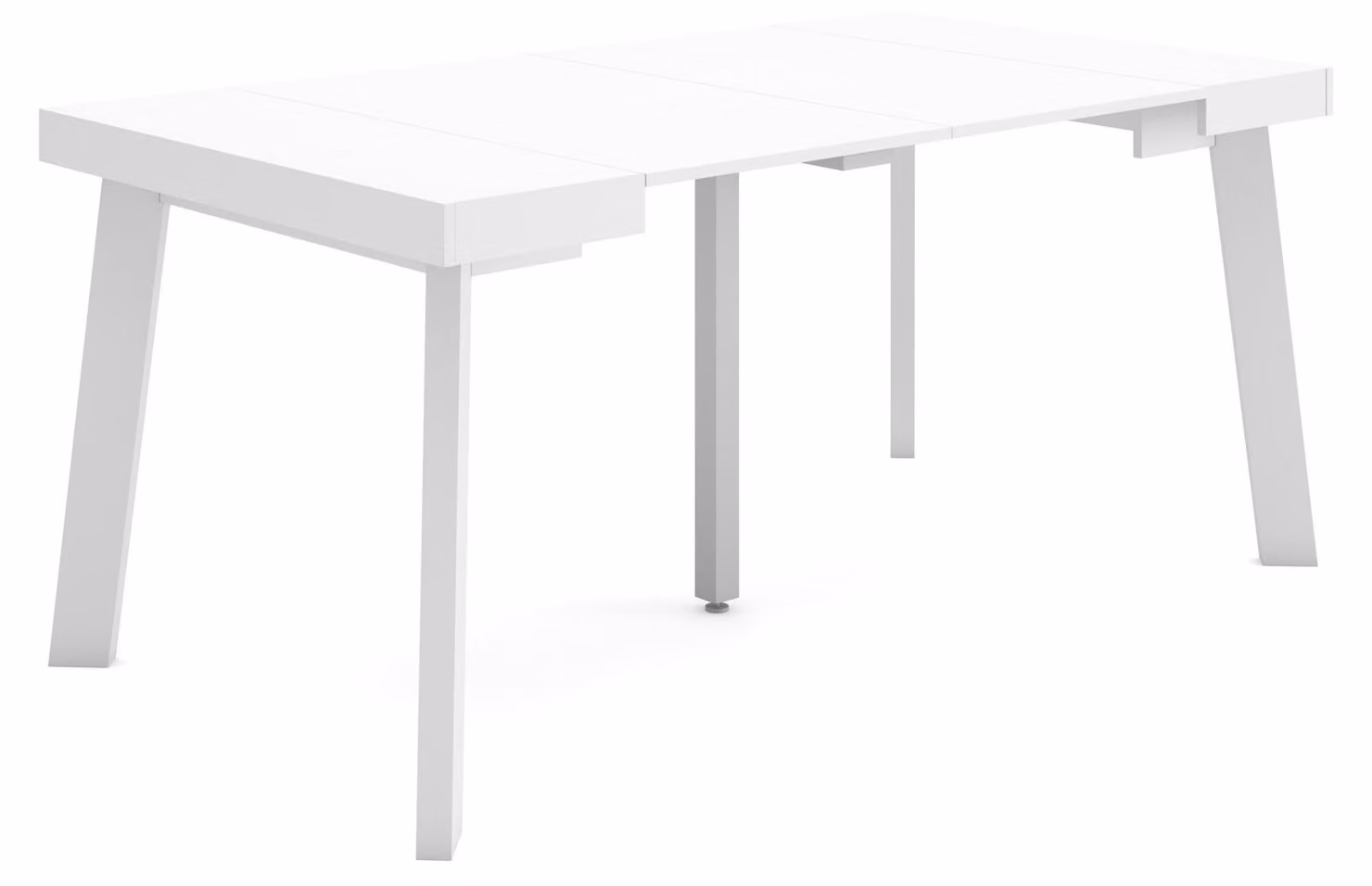 Tavolino consolle estendibile, 160 cm, bianco, per 8 persone, con gambe in legno