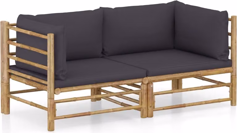Maison Exclusive - Set da giardino a 2 pezzi con cuscini in bambù grigio scuro
