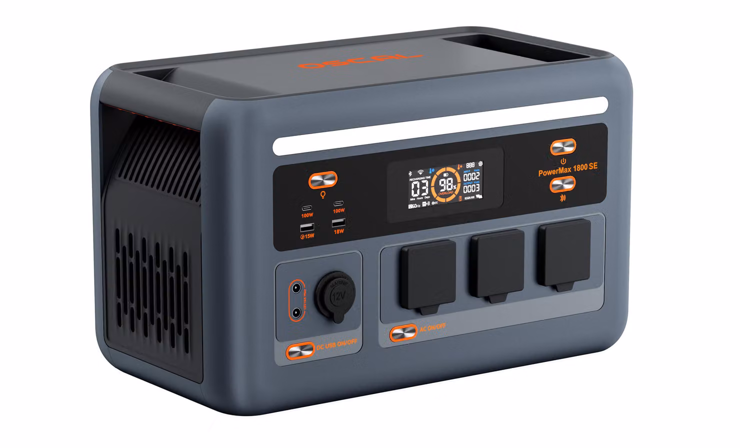 OSCAL PowerMax 1800SE, centralina di alimentazione, 1024 Wh, 1800W, tecnologia LiFePO4, grado di protezione IP54 (resistente all'acqua), durata stimata di 10 anni