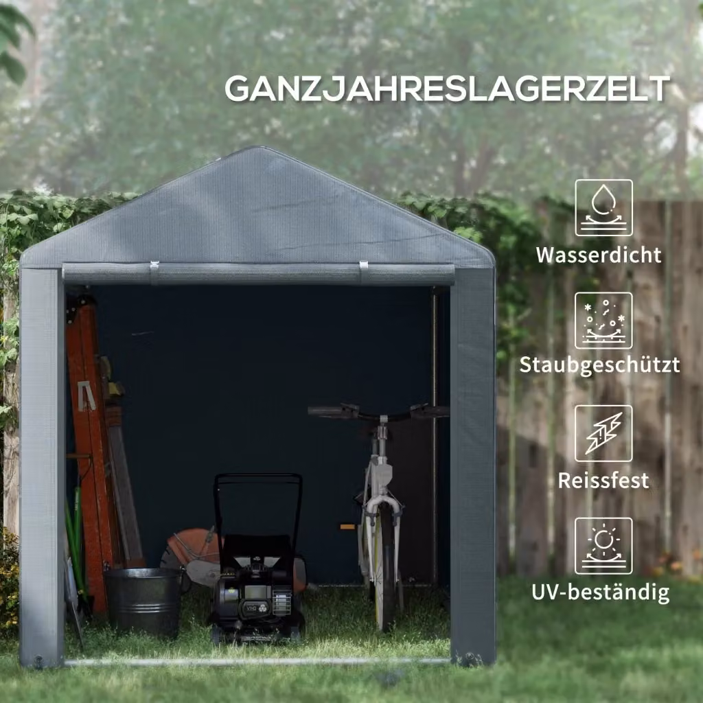Rimessa da giardino REDOM in acciaio galvanizzato grigio scuro con porta singola L: 160 cm, P: 218 cm, H: 172 cm – 2