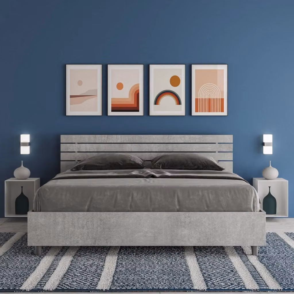 Letto Matrimoniale con Contenitore e Rete a Alzata GIORDANOSHOP Grigio L/P/H: 160 x 200 x 90 cm – 2