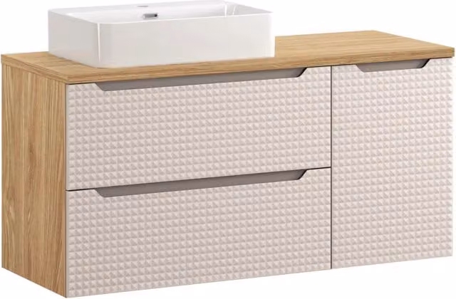 Set mobili bagno moderno Luxor Living con piano e lavabo da appoggio Beige L: 120 cm, P: 46 cm