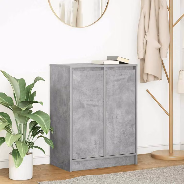 Credenza moderna vidaXL in legno grigio opaco con ante a battente e ripiani interni, sospesa, L: 57 cm, P: 34 cm, H: 76 cm