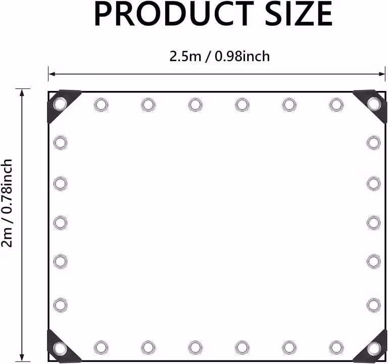 Telo in PVC, dimensioni 2x2,5 metri, peso 420 g/m², impermeabile, con occhielli, per uso esterno