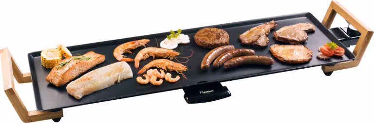Griglia elettrica da tavolo Bestron, piastra teppanyaki XL dal design asiatico, divertimento alla griglia per 6 persone, superficie grill extra large, 1.800 W, colore: nero