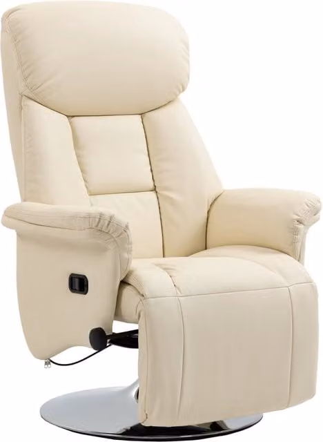 Poltrona relax reclinabile ¨C Xylo ¨C similpelle crema con poggiapiedi, portata 150 kg
