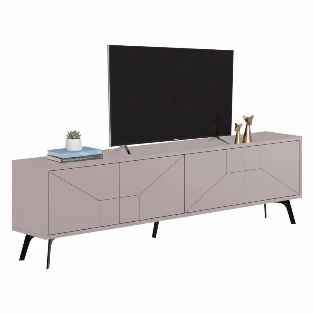 Mobile porta TV DMORA con un ripiano, stile moderno, colore beige, L 180 cm x P 30 cm x H 50 cm – 2