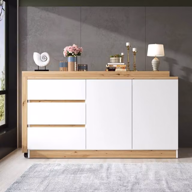 Scrivania angolare con ruote ¨C Minimal ¨C bianco rovere, piano spessa 4cm, regolabile, salvaspazio