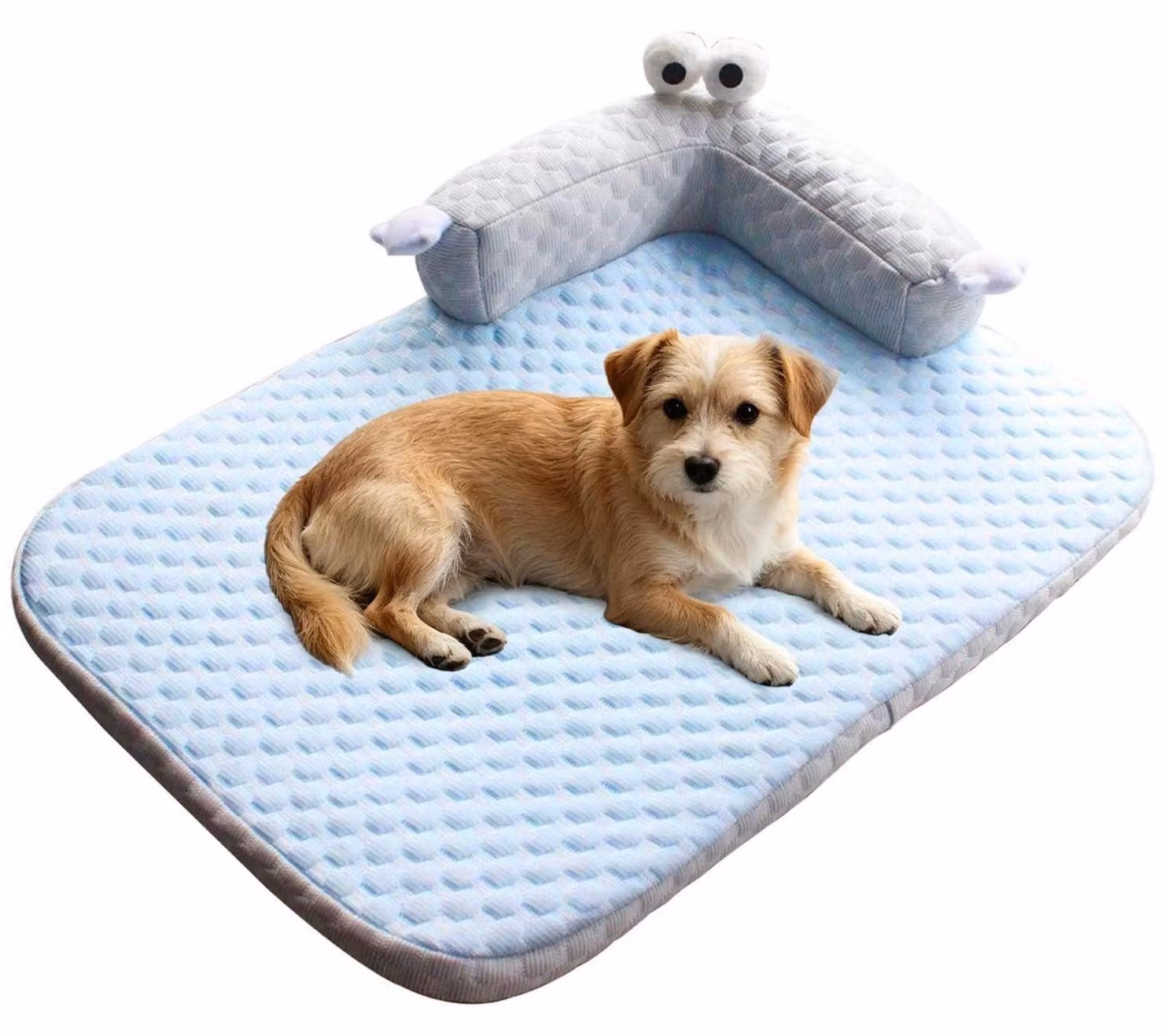Tappetino refrigerante per cani, autorigenerante, lavabile, 80x60 cm, azzurro chiaro, in poliestere