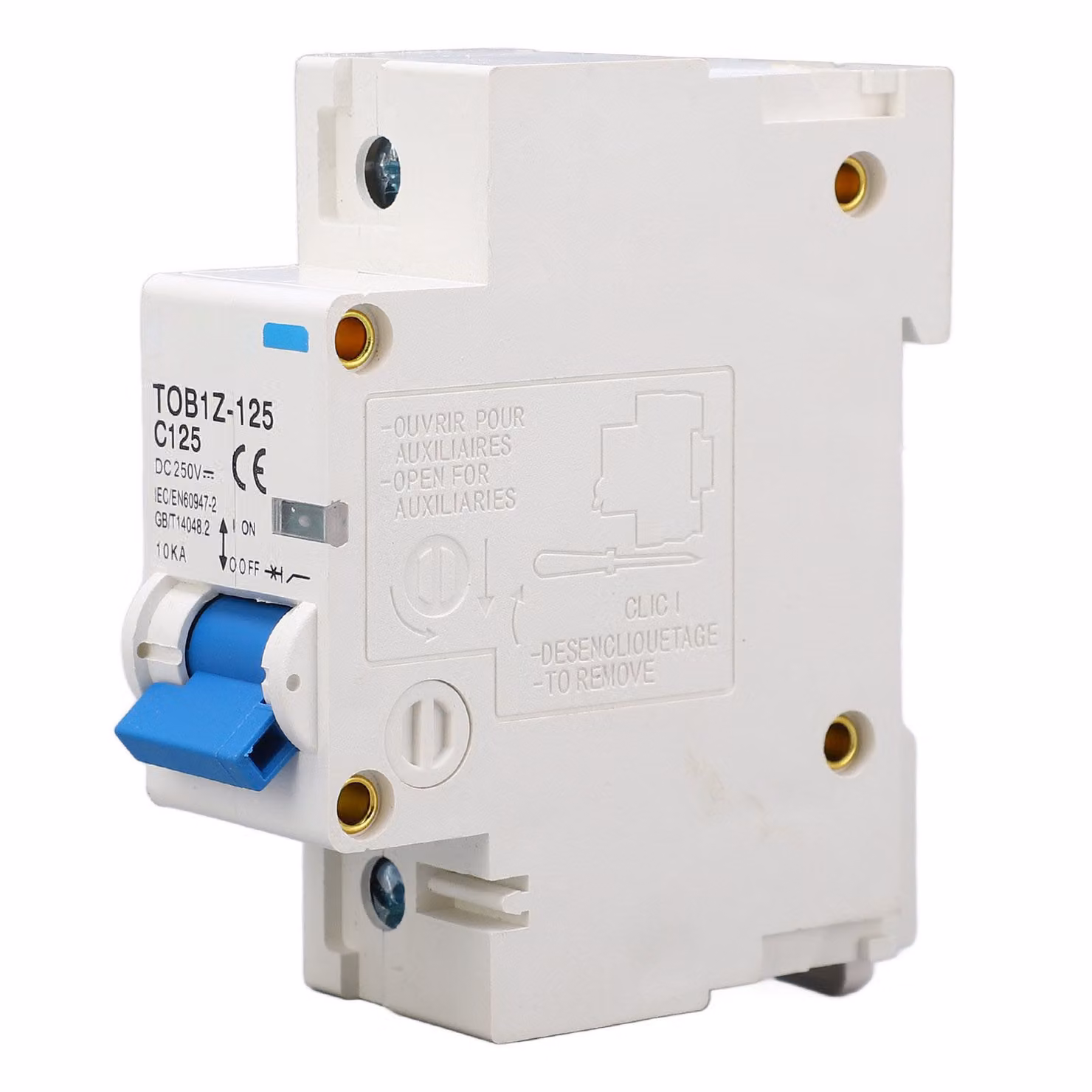 Interruttore magnetotermico miniaturizzato CC 1P 125A 250V, montaggio su guida DIN, per impianti fotovoltaici, TOB1Z 125 C125
