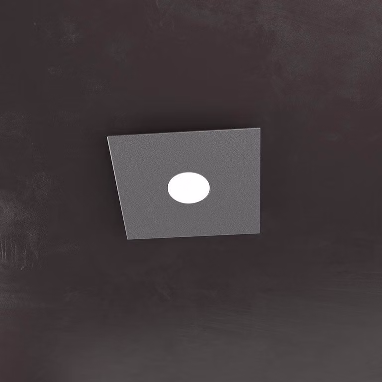 Plafoniera Moderna Plate Metallo Grigio Antracite 1 Luce Gx53