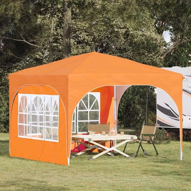 Gazebo a pop-up per feste DESIGN IN, Arancione e Argento, L 290 x P 290 x H 245 cm