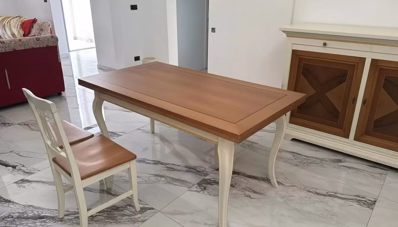 Set di 2 sedie a lira in legno di faggio stile shabby chic bicolore con seduta in legno Mobili 2G – 1