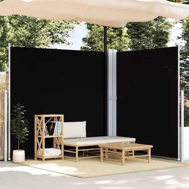 Tenda da Sole Laterale Retrattile-Tenda parasole per balcone per giardino Nera 200x600 cm 603638