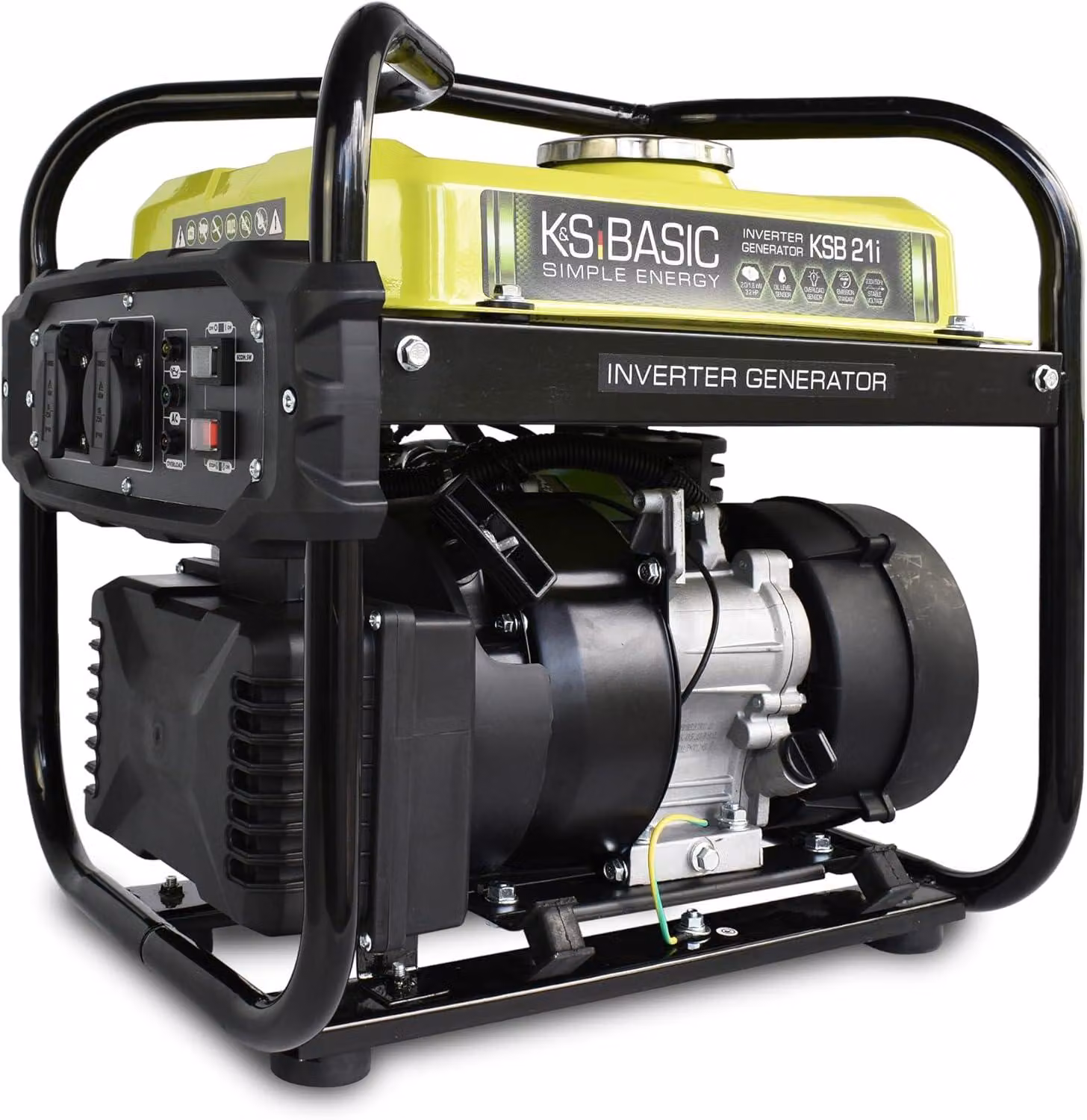 Generatore di corrente a benzina con tecnologia inverter da 2000W e sistema di protezione dall'olio, ideale per l'uso in viaggio