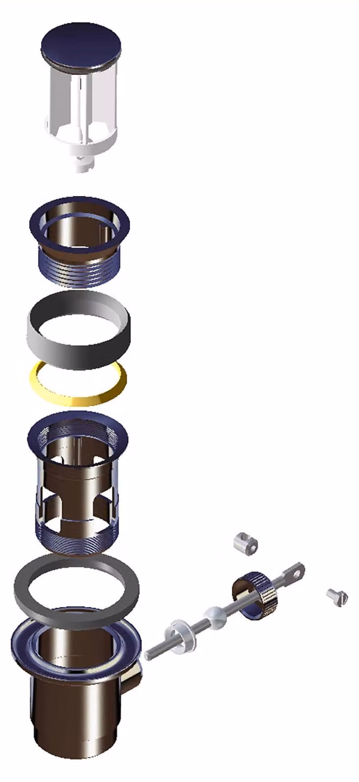 LAUFEN Vanne de vidange, avec manchon de serrage, pour Kartell lavabo avec trop-plein, verrouillable, H8983020000001, H8983020000001