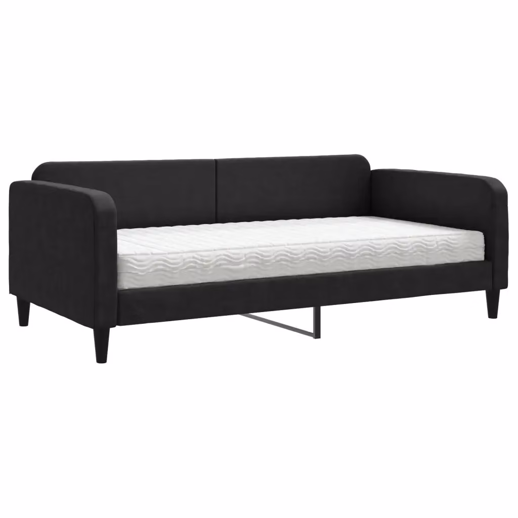 Divano Letto Moderno vidaXL in Tessuto Nero con Materasso in Schiuma L/P/H: 223 x 110 x 75 cm – 2