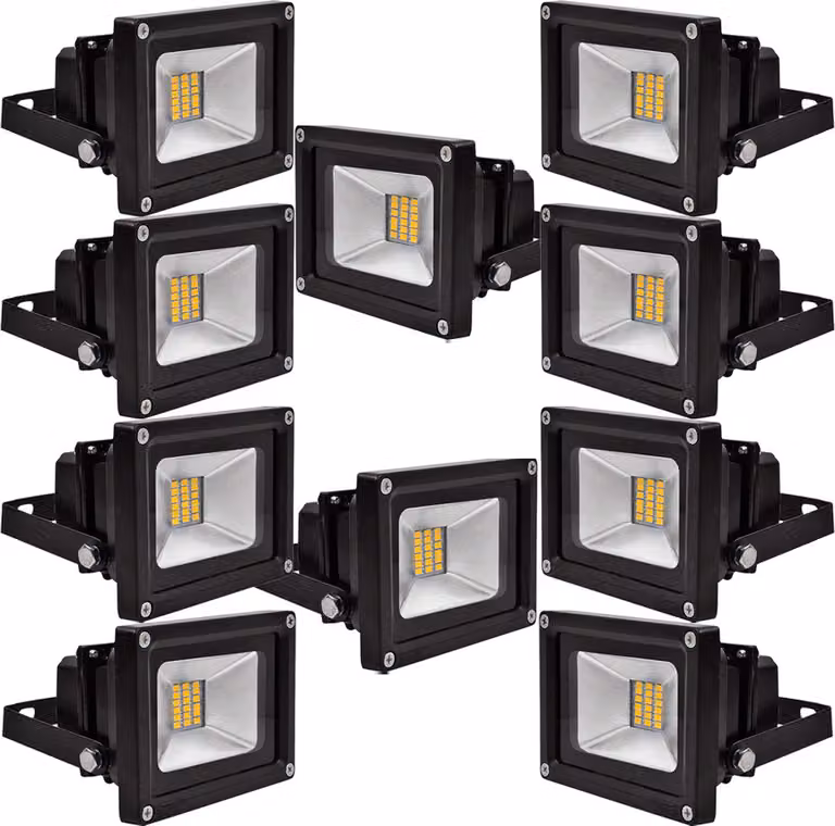 Greenmigo 10 pezzi, faretti LED SMD da 20 W, luce bianca calda, IP65, lampade da parete, illuminazione diffusa, illuminazione a fascio largo, lampade da giardino a LED, faretti da esterno